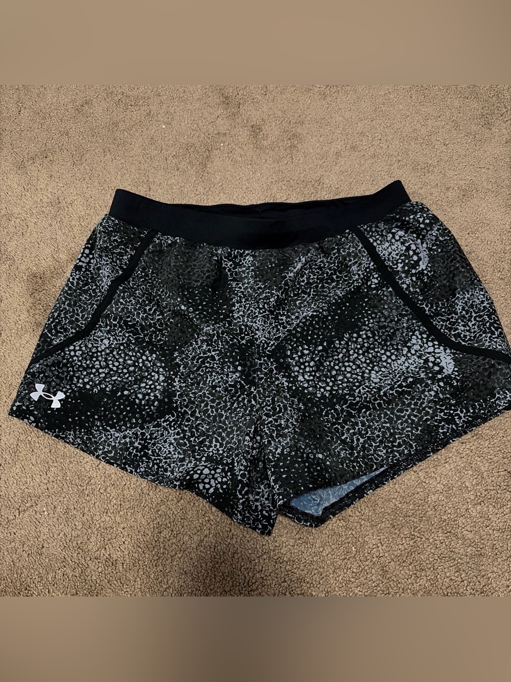 Under Armour Black Athletic HeatGear Shorts with White Logo